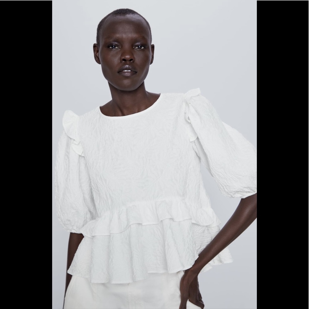 Zara ruffled textured top
